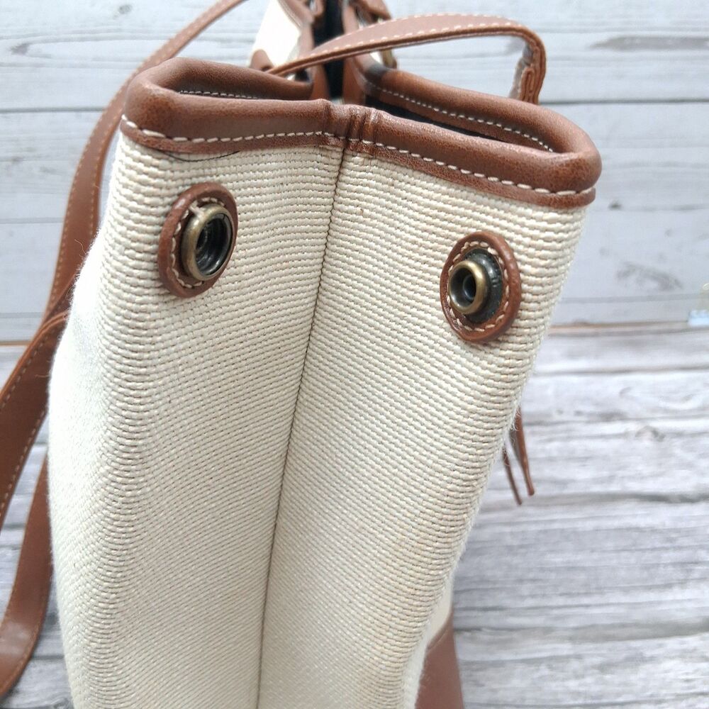 VTG Coldwater Creek Handbag Y2K Purse Tan W/Brown Faux Leather Trim & Coin Purse - Picture 8 of 16